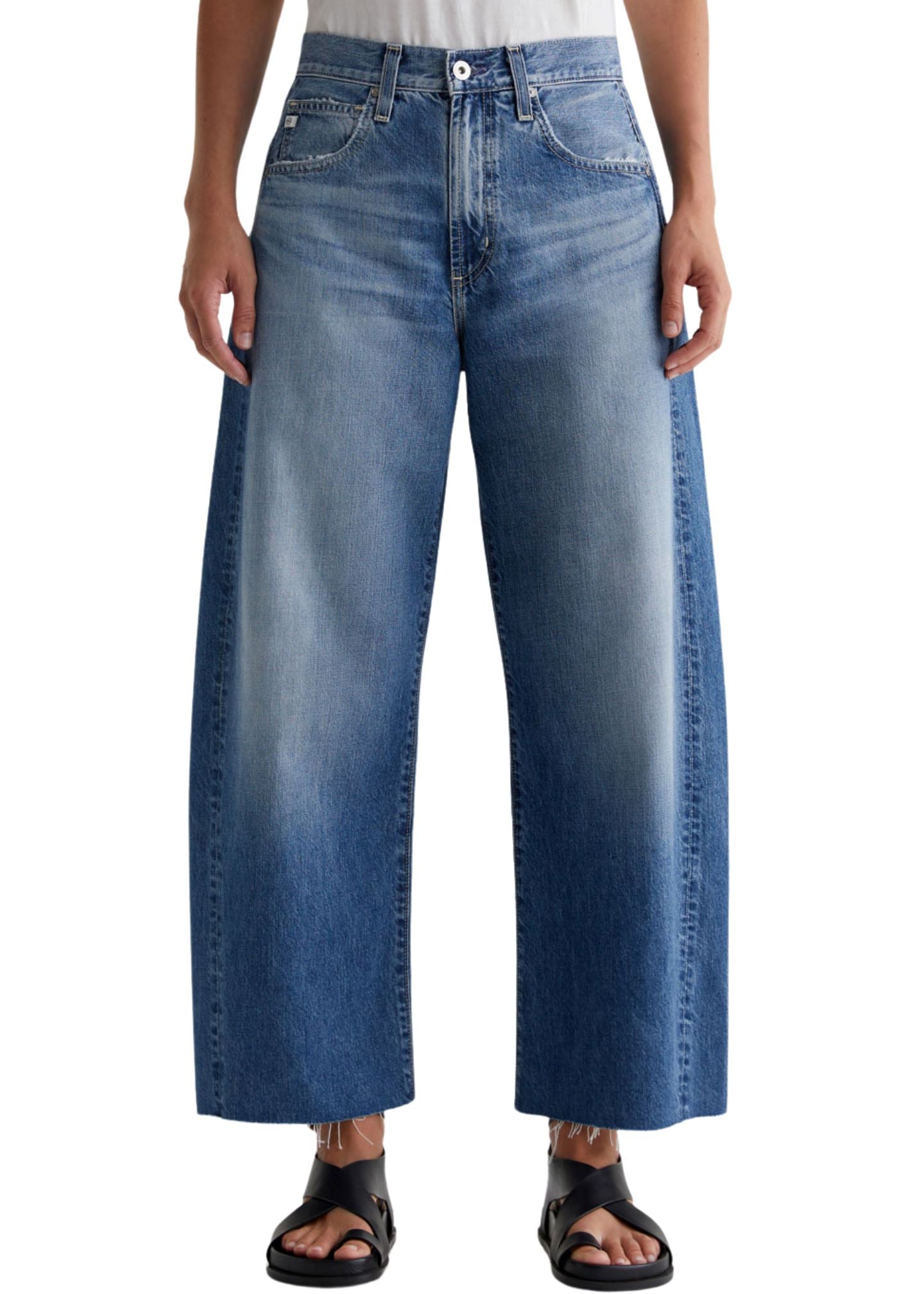 Hattie Barrel Leg Crop Jeans-Denim-Uniquities