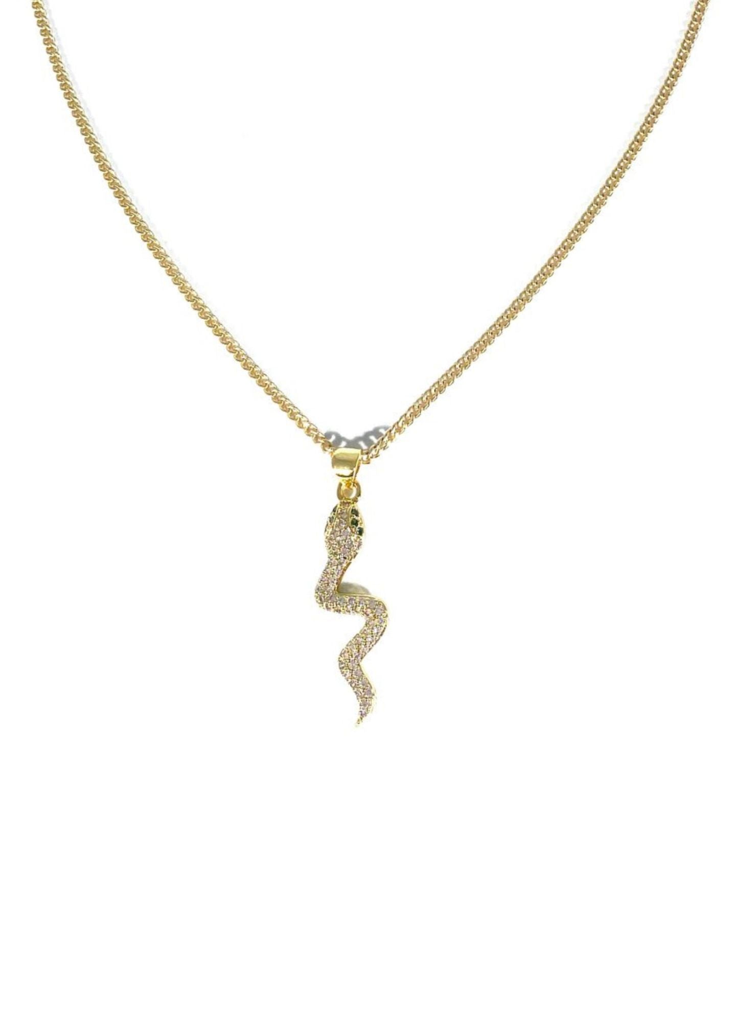 Pave Crystal Snake Necklace-Jewelry-Uniquities