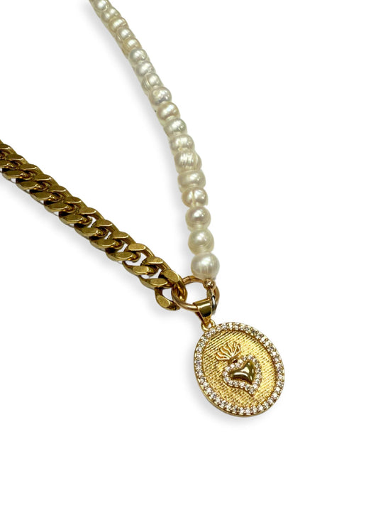 Pearl & Chain Necklace-Jewelry-Uniquities
