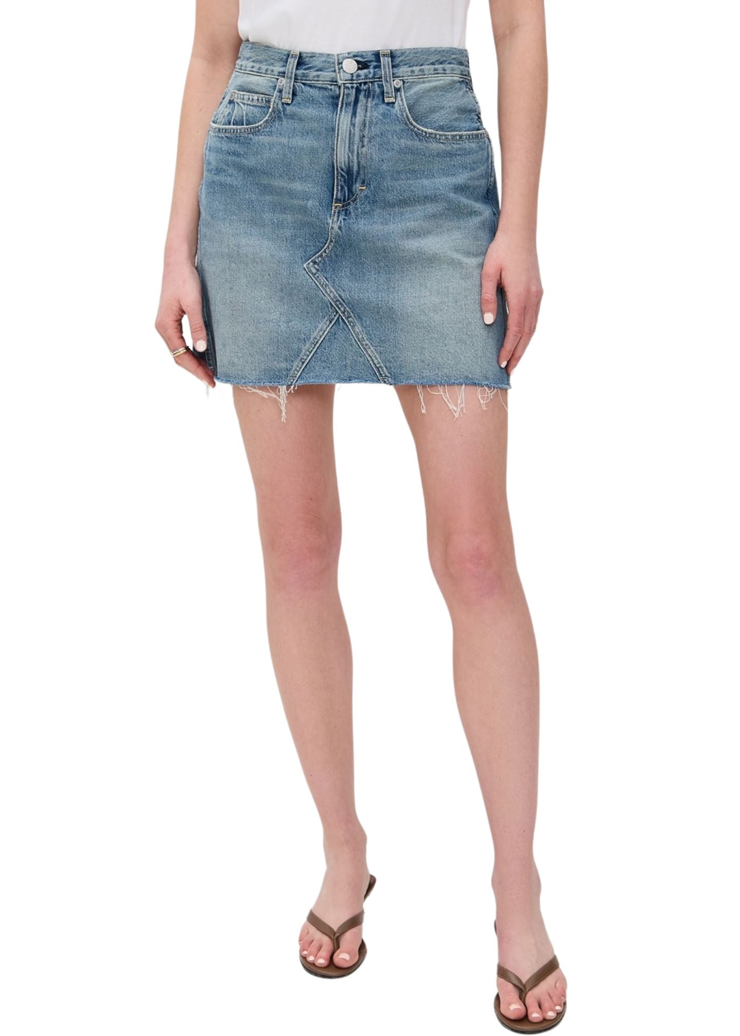 Alexis Skirt With Raw Cut Hem-Denim-Uniquities