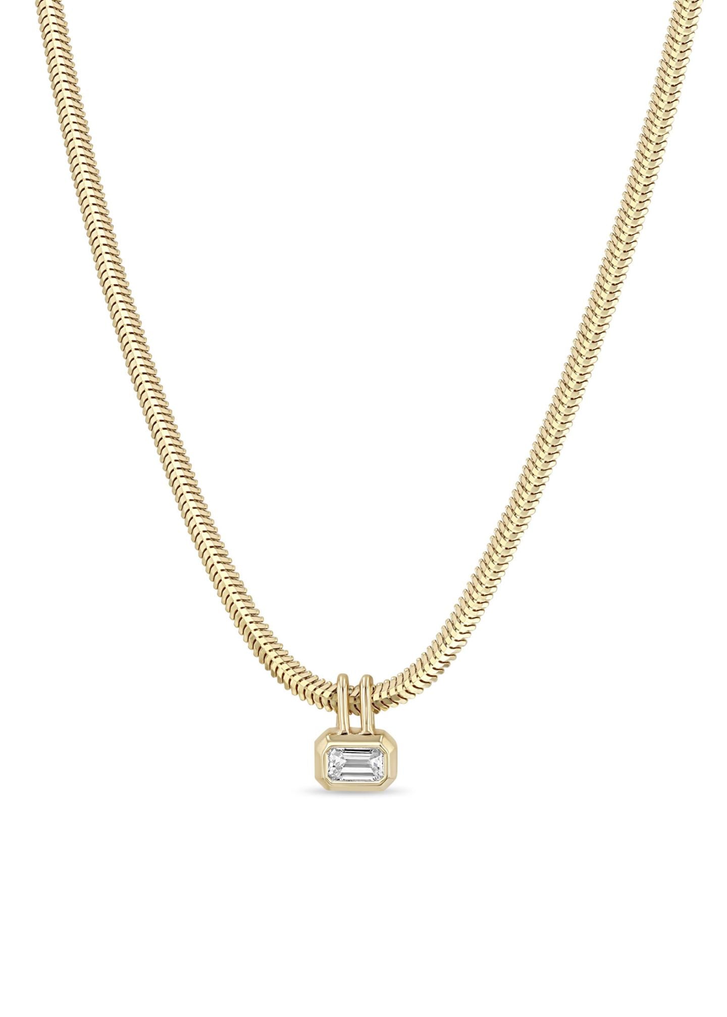 14k Emerald Cut Pendant Necklace-Jewelry-Uniquities