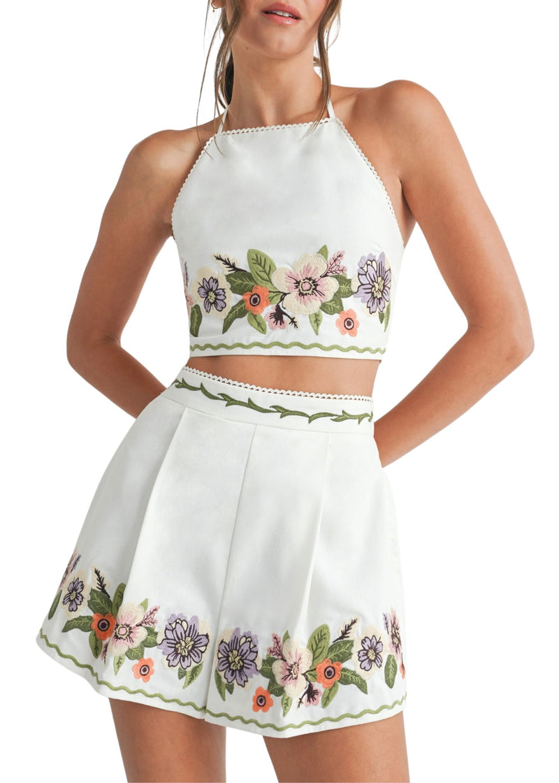 Cora Embroidered Short-Bottoms-Uniquities