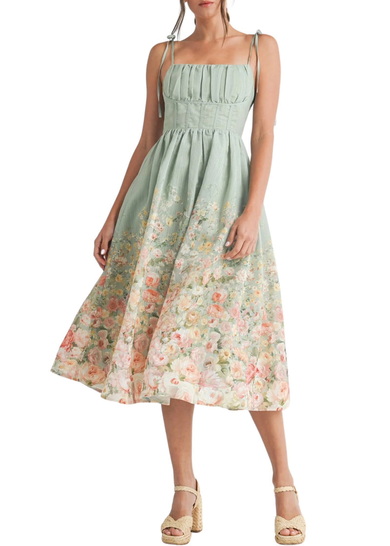 Amelia Flora Midi Dress-Dresses-Uniquities