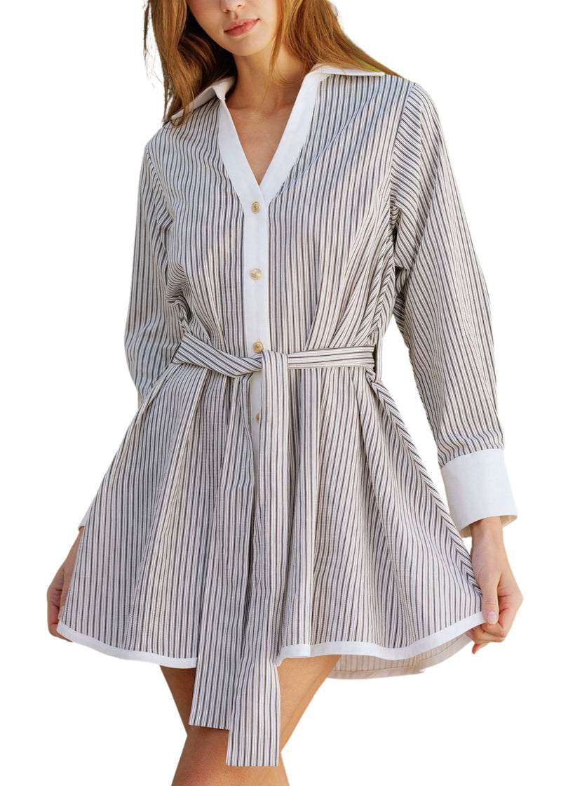 Val Striped Mini Dress-Dresses-Uniquities