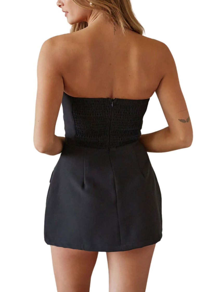 Front Pocket Strapless Dress-Jumpsuits & Rompers-Uniquities