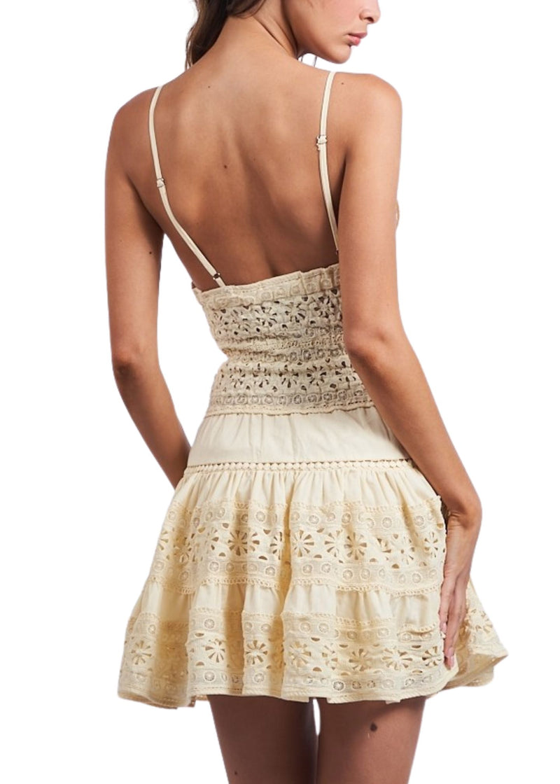 Floral Embossed Mini Dress-Dresses-Uniquities