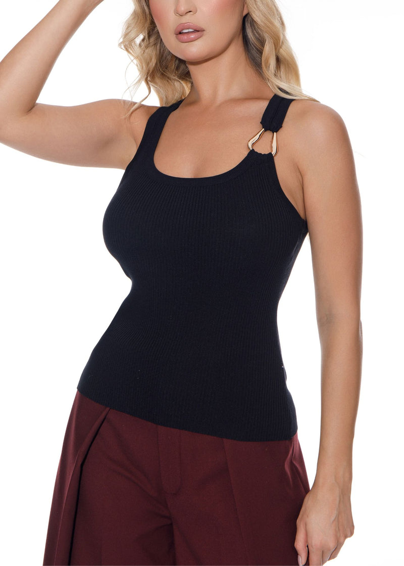 Avery Gold Detailed Tank-Tops/Blouses-Uniquities