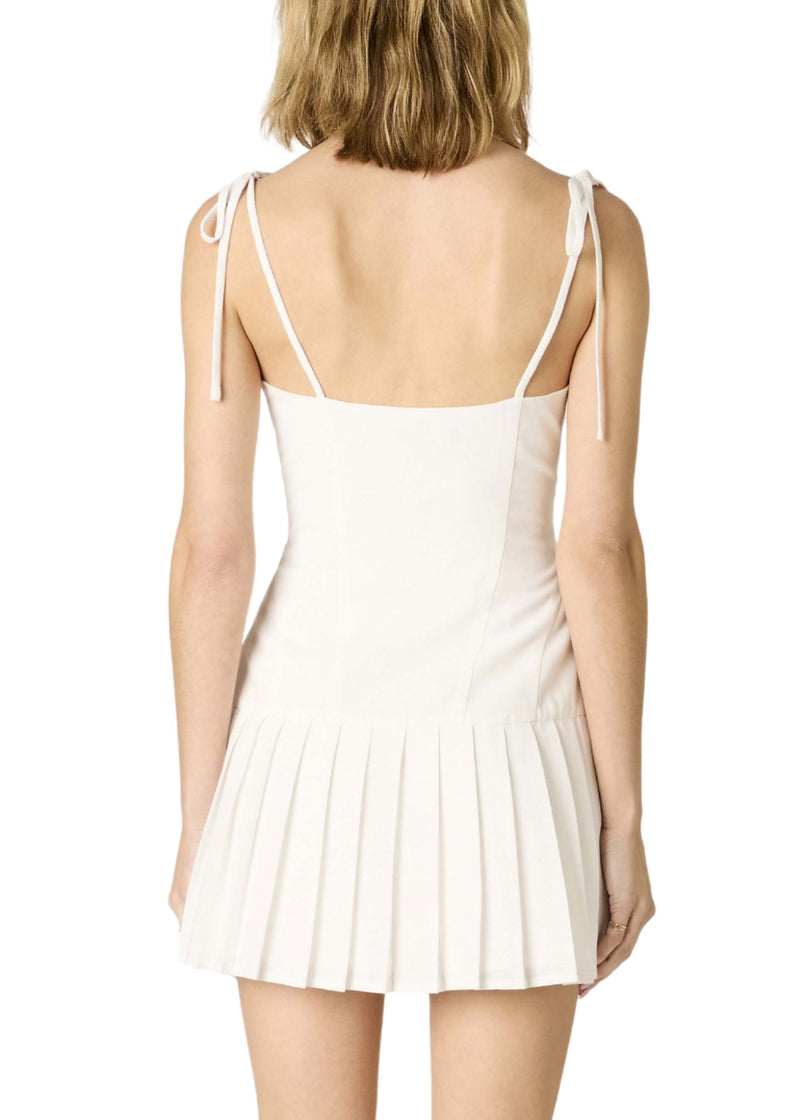 Tie Strap Pleated Mini Dress-Dresses-Uniquities