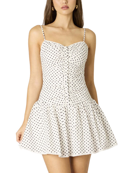 Cotton Polka Dot Mini Dress-Dresses-Uniquities