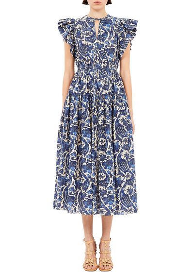 Kairi Flutter Sleeve Midi Dress-Dresses-Uniquities