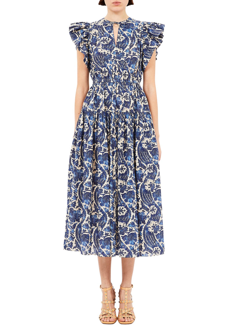 Kairi Flutter Sleeve Midi Dress-Dresses-Uniquities