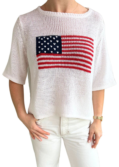 Flag Half Sleeve Sweater-Sweaters-Uniquities