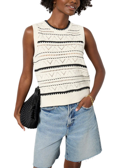 Athena Pointelle Knit Vest-Sweaters-Uniquities
