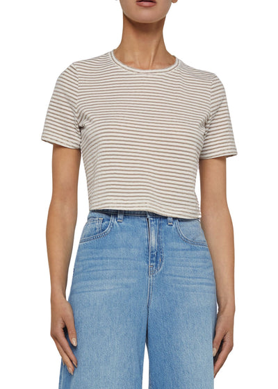Donna Short Sleeve Crop Crew Neck Tee-Tee Shirts-Uniquities
