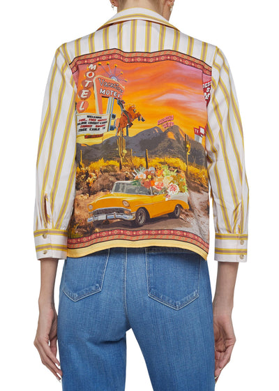 Fawn Scarf Back 3/4 Sleeve Blouse-Tops/Blouses-Uniquities