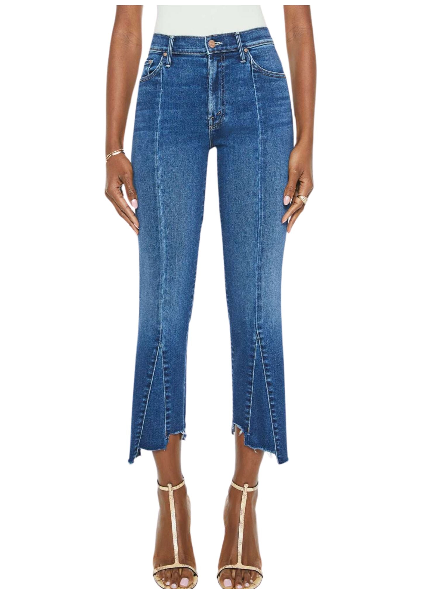The Insider Crop Pointy Fray Jeans-Denim-Uniquities