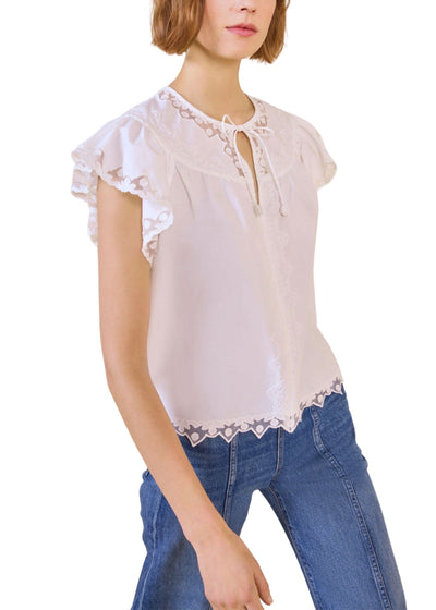 Effie Flutter Sleeve Top-Tops/Blouses-Uniquities