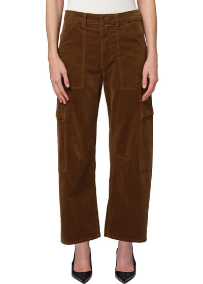 Marcelle Low Slung Cargo Corduroy Pants-Denim-Uniquities