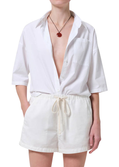 Frances Cropped Cape Button Up Shirt-Tops/Blouses-Uniquities
