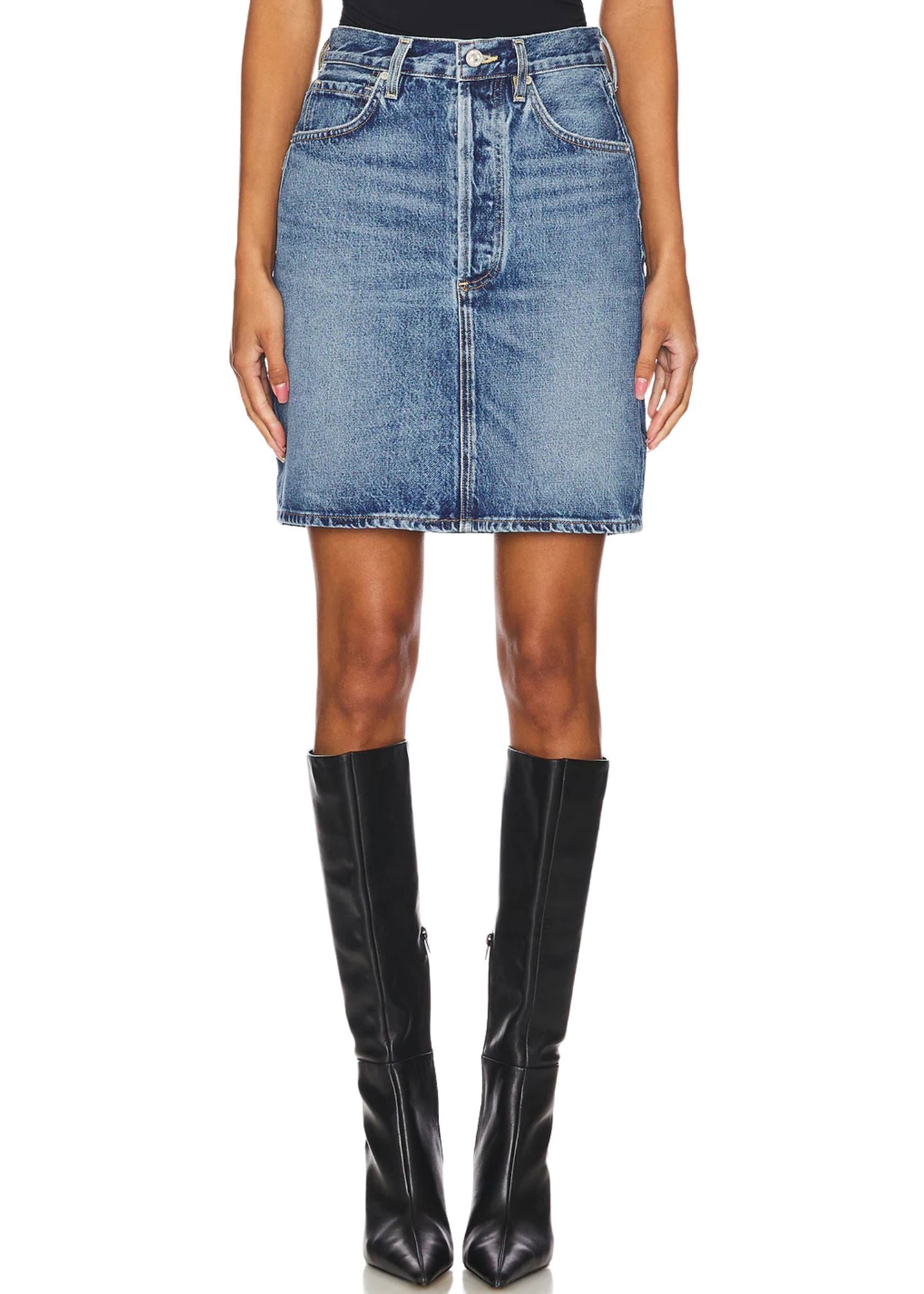 Etta Pencil Skirt-Denim-Uniquities