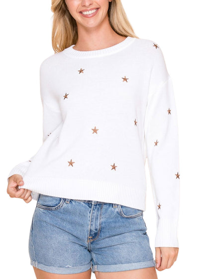 Star Embroidered Sweater-Sweaters-Uniquities