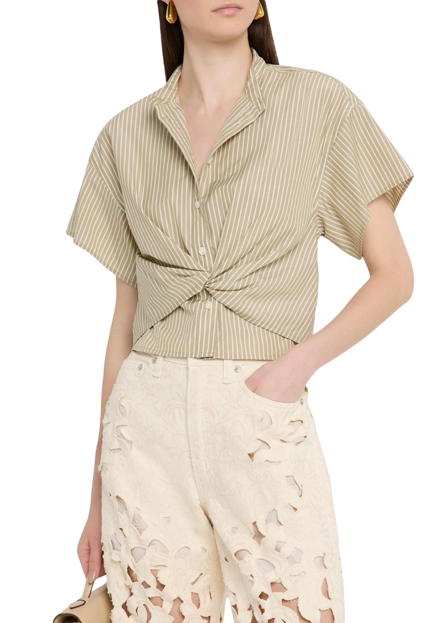 Gretchen Stripe Poplin Shirt-Tops/Blouses-Uniquities