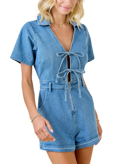 Maven Denim Romper-Jumpsuits & Rompers-Uniquities