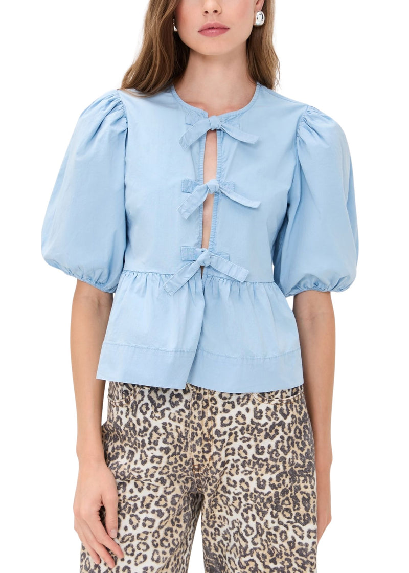 Washed Cotton Peplum Blouse-Tops/Blouses-Uniquities