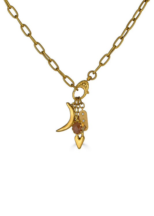 Peach Moonstone Drop Necklace-Jewelry-Uniquities