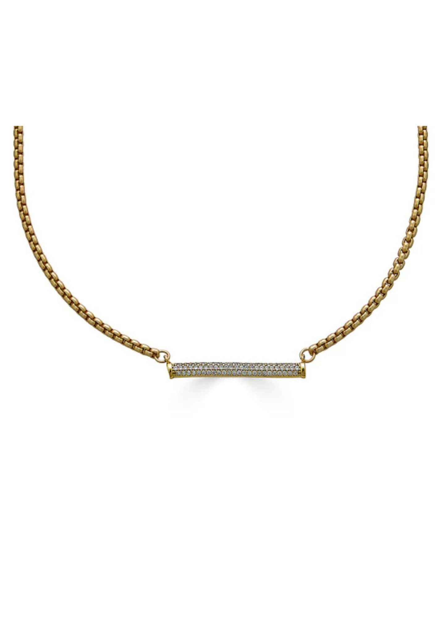 Gold Pave Bar Necklace-Jewelry-Uniquities