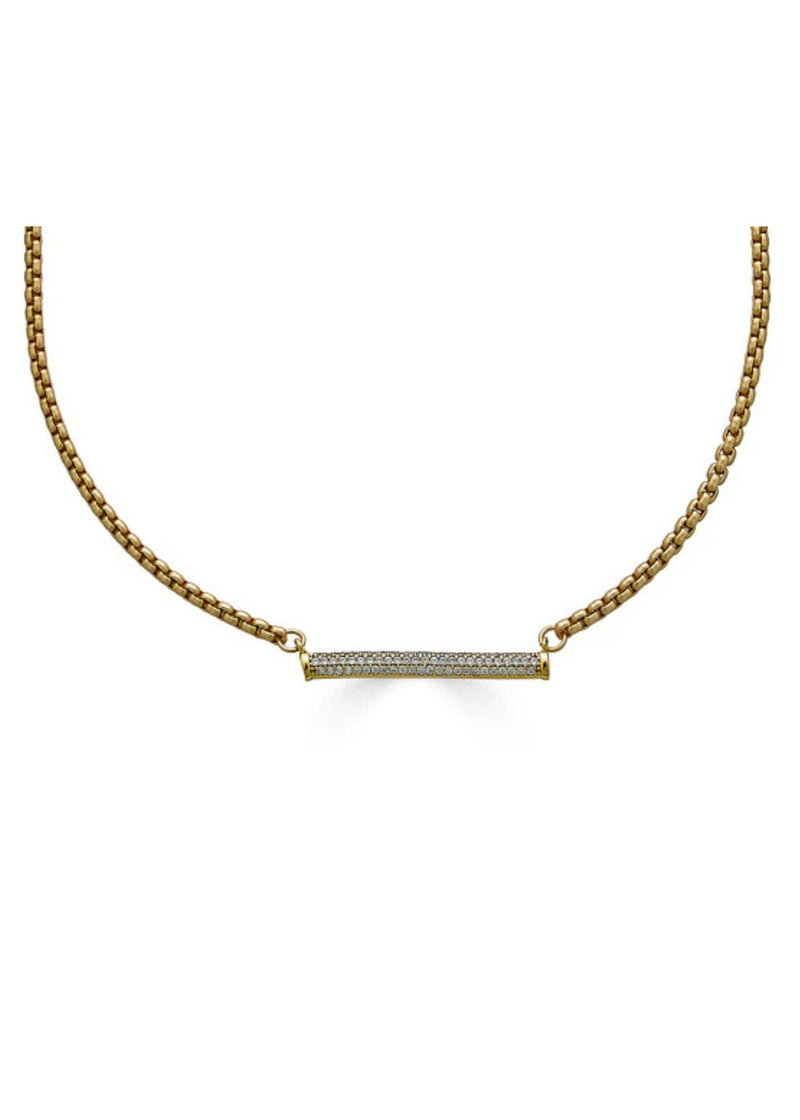Gold Pave Bar Necklace-Jewelry-Uniquities