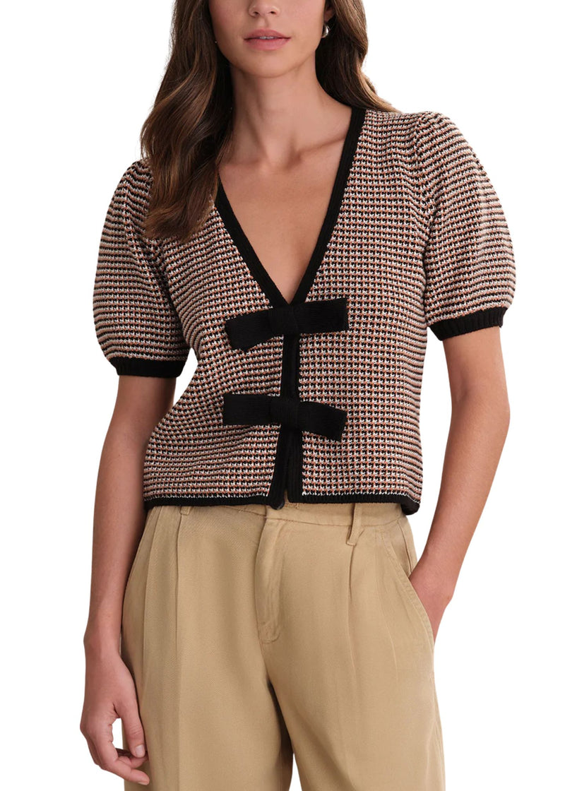 Elaine Puff Sleeve Bow Cardi-Sweaters-Uniquities