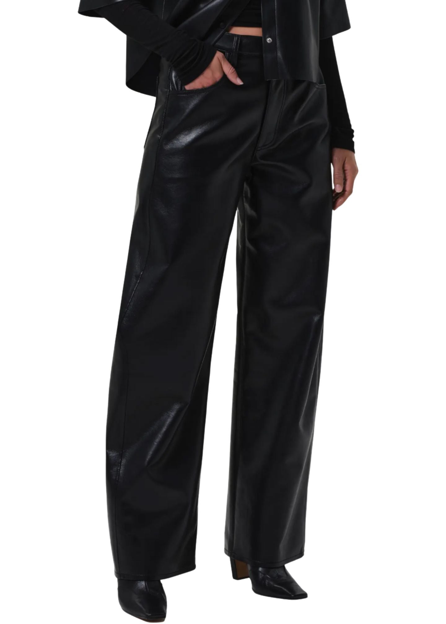 Ayla Baggy Leather Jeans-Denim-Uniquities