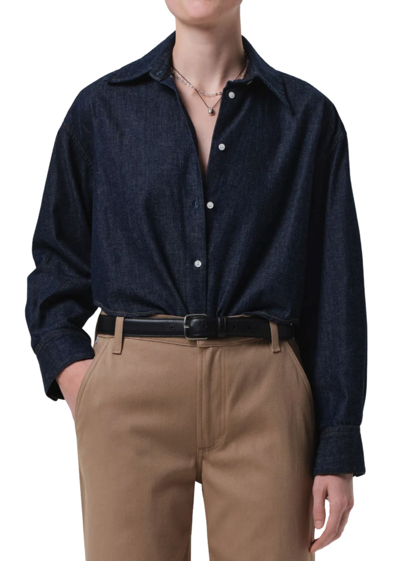 Ana Cropped Shirt in Piave-Tops/Blouses-Uniquities