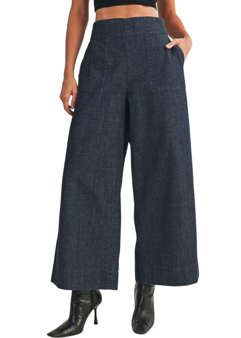 Kara Wide Leg Denim Pant-Denim-Uniquities