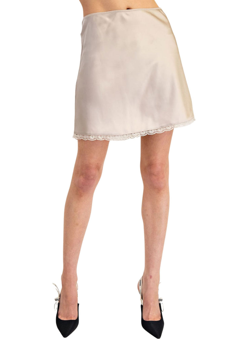 Lace Trim Mini Skirt-Bottoms-Uniquities