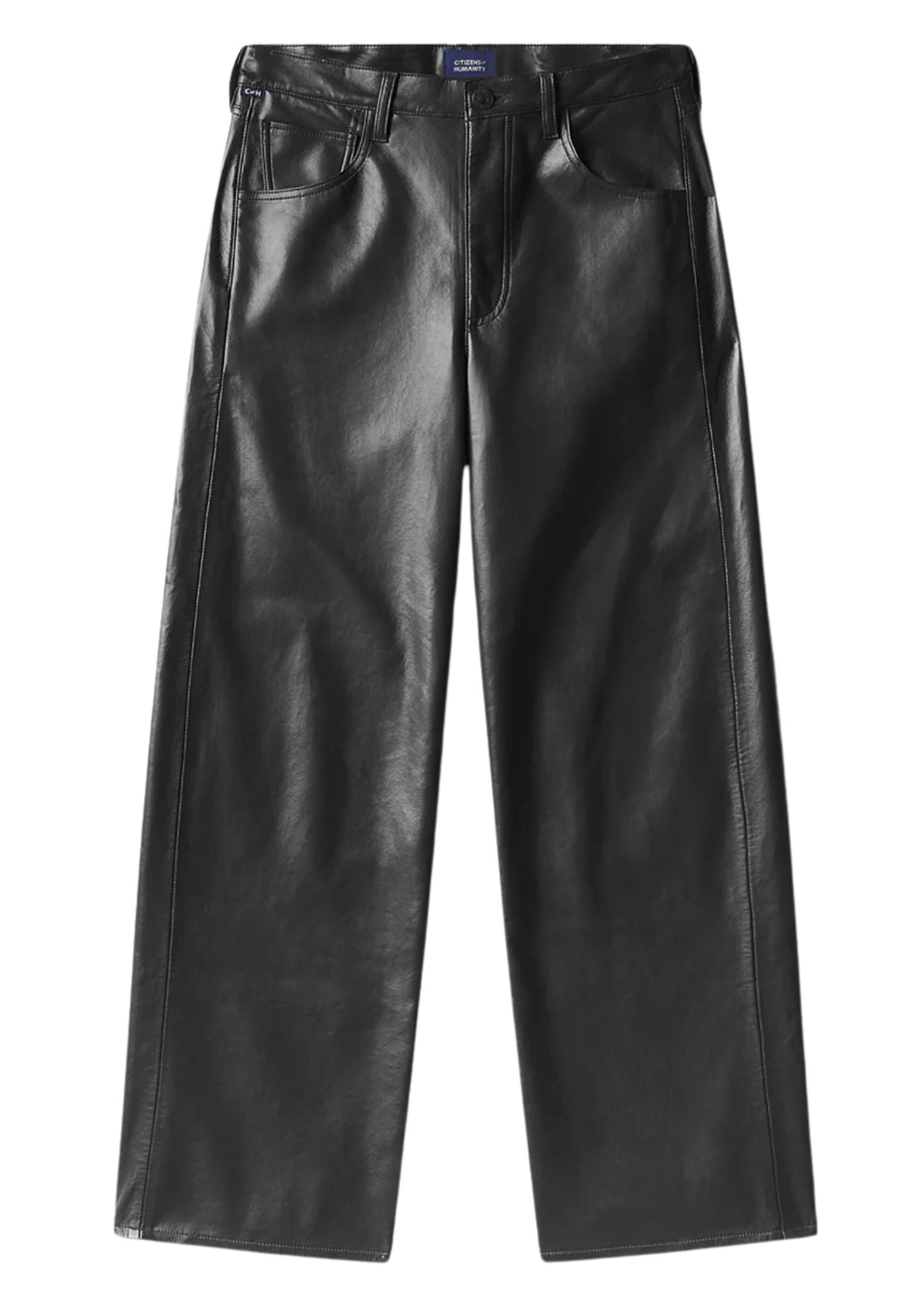 Ayla Baggy Leather Jeans-Denim-Uniquities
