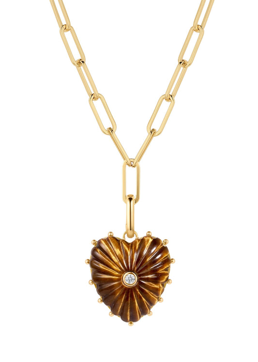 Malene Tigers Eye Heart Necklace-Jewelry-Uniquities