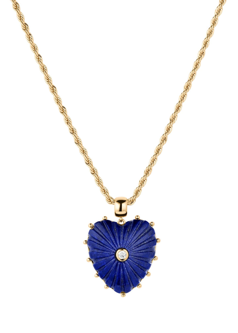 Malene Lapis Heart Rope Necklace-Jewelry-Uniquities