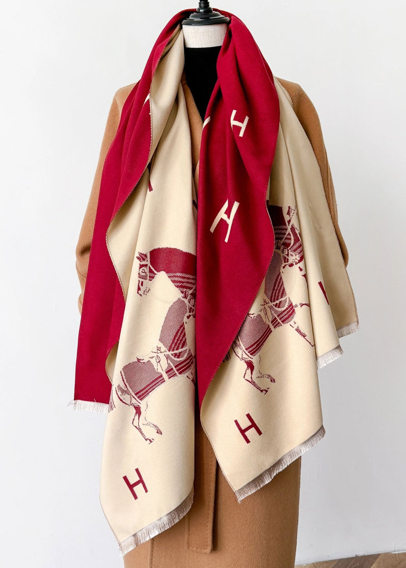 Reversible Wrap Equestrian Red-Accessories-Uniquities