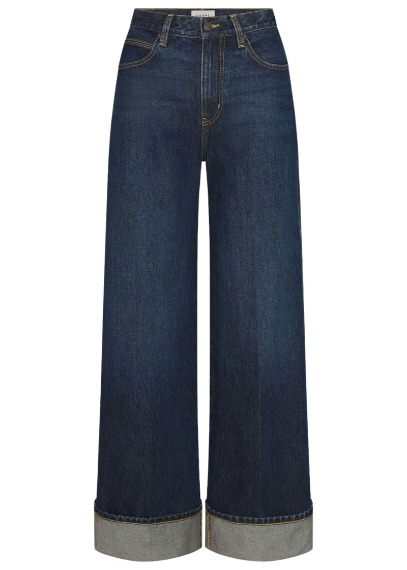 Cuffed Wide Leg Jeans in Spencer-Denim-Uniquities