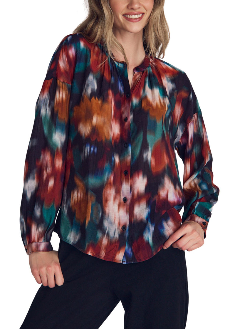 Mandarin Collar Button Down-Tops/Blouses-Uniquities