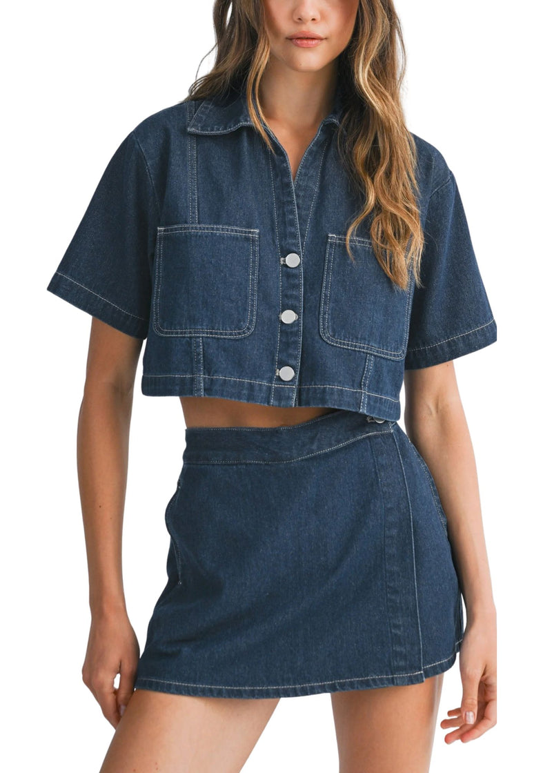 Bray Denim Skort-Bottoms-Uniquities