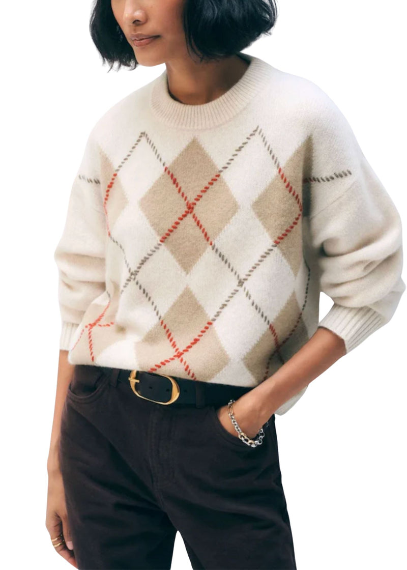 Cashmere Argyle Crew-Sweaters-Uniquities