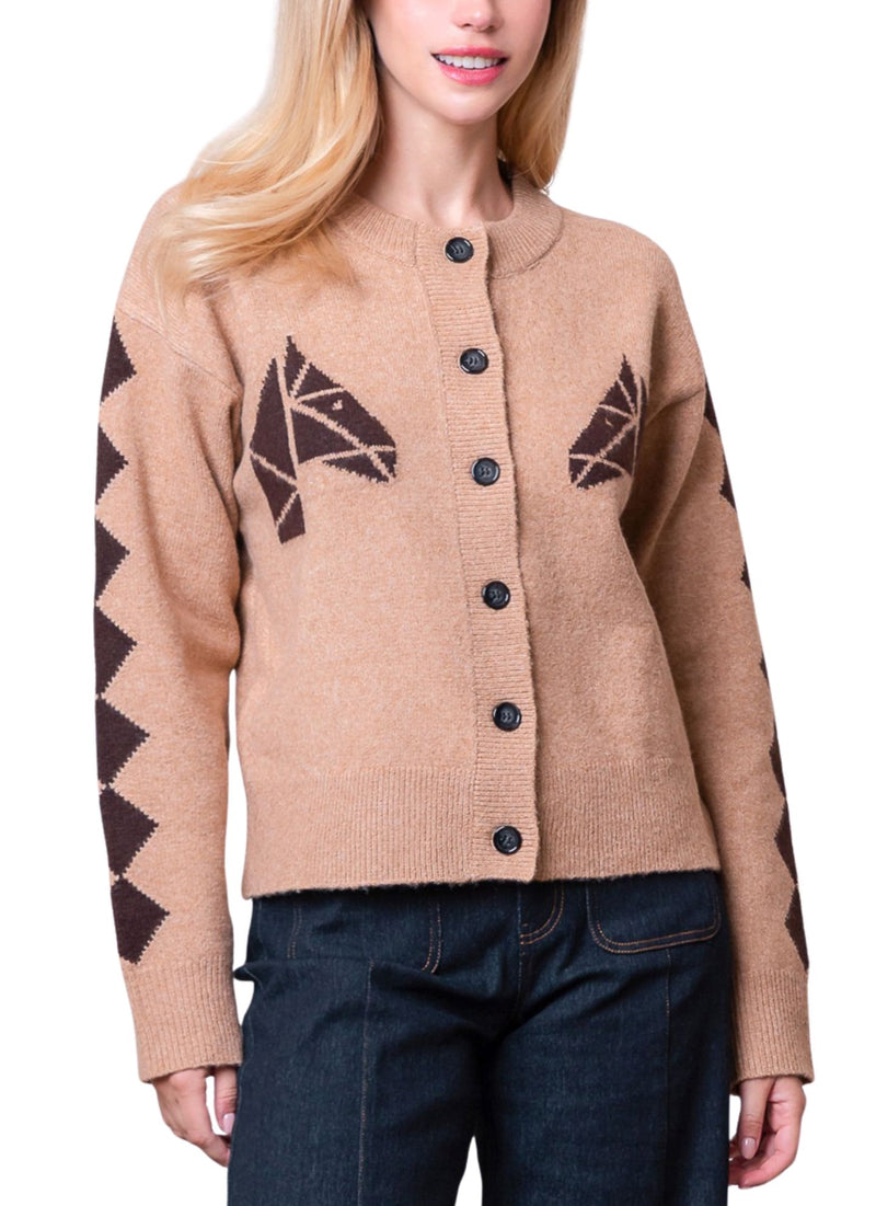 Tegan Horse Cardigan-Sweaters-Uniquities