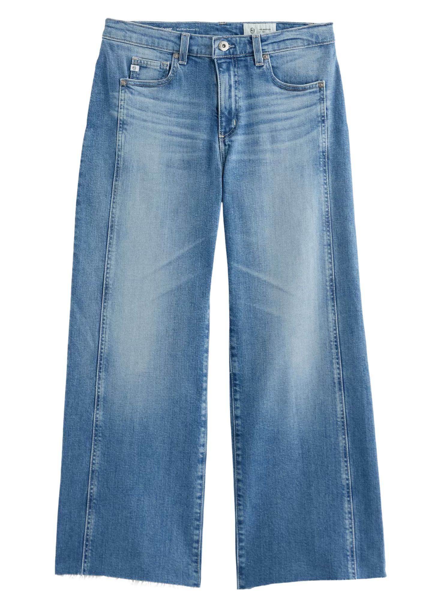 Saige Wide Leg Crop Jeans With Panel-Denim-Uniquities