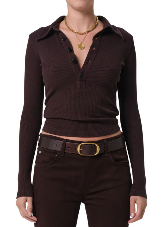 Long Sleeve 60's Polo-Tops/Blouses-Uniquities