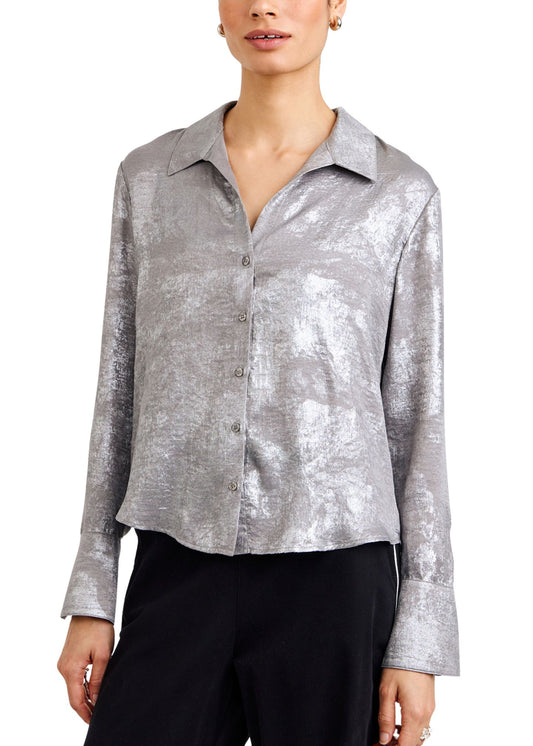 Flowy Wide Collar Button Down-Tops/Blouses-Uniquities