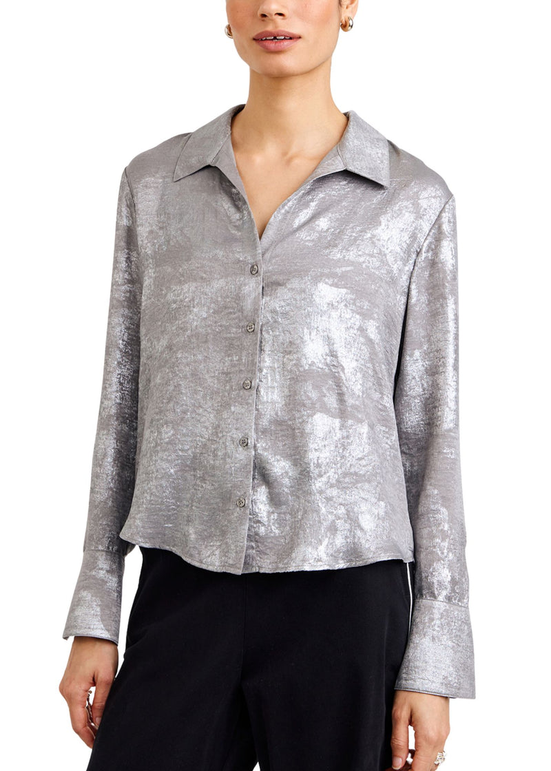 Flowy Wide Collar Button Down-Tops/Blouses-Uniquities