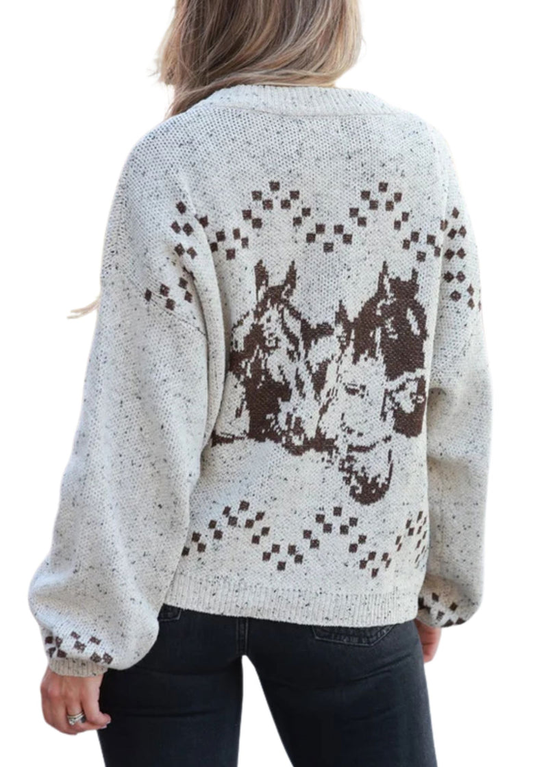 Millie Horse Cardigan-Sweaters-Uniquities